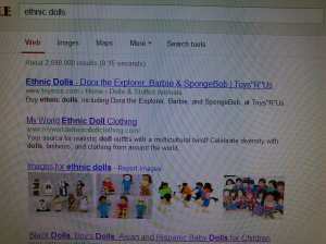 Screenshot of Google search for "ethnic dolls"