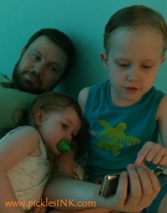 Ben, daddy and Molly with iPod